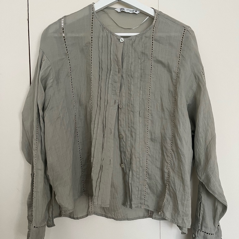 Long sleeve ramie blouse